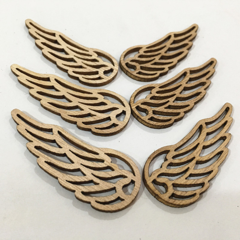 Origin Supply Angel Wings Wood Color Wood Piece Non-Hole Patch Children's Painting Materials in Stock Creative Style