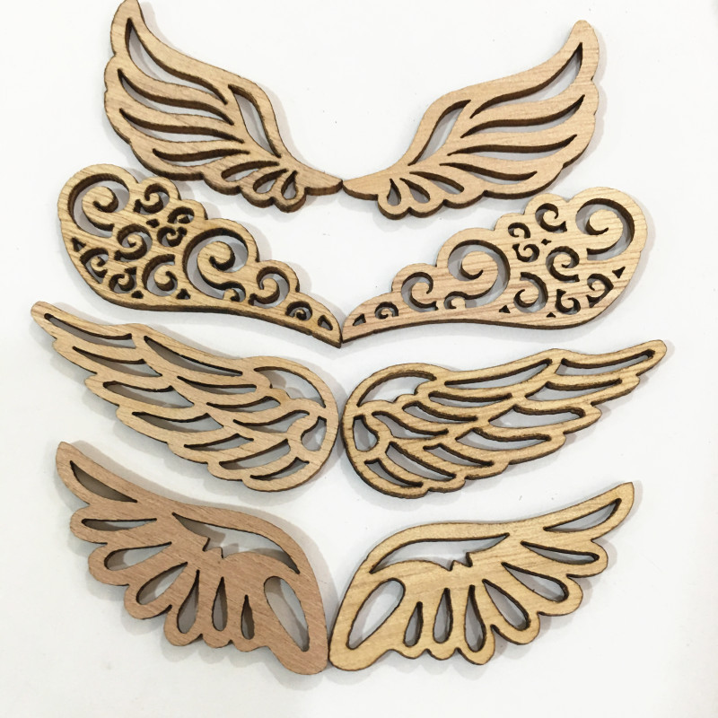 Origin Supply Angel Wings Wood Color Wood Piece Non-Hole Patch Children's Painting Materials in Stock Creative Style
