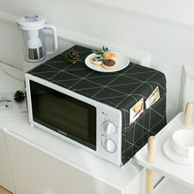 黑白几何设计多功能微波炉电烤箱盖布防尘罩防油盖布印花一件代发