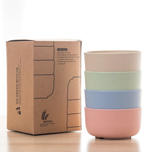 日式环保小麦秸秆塑料儿童碗创意家用防烫防摔米饭碗礼品碗套装
