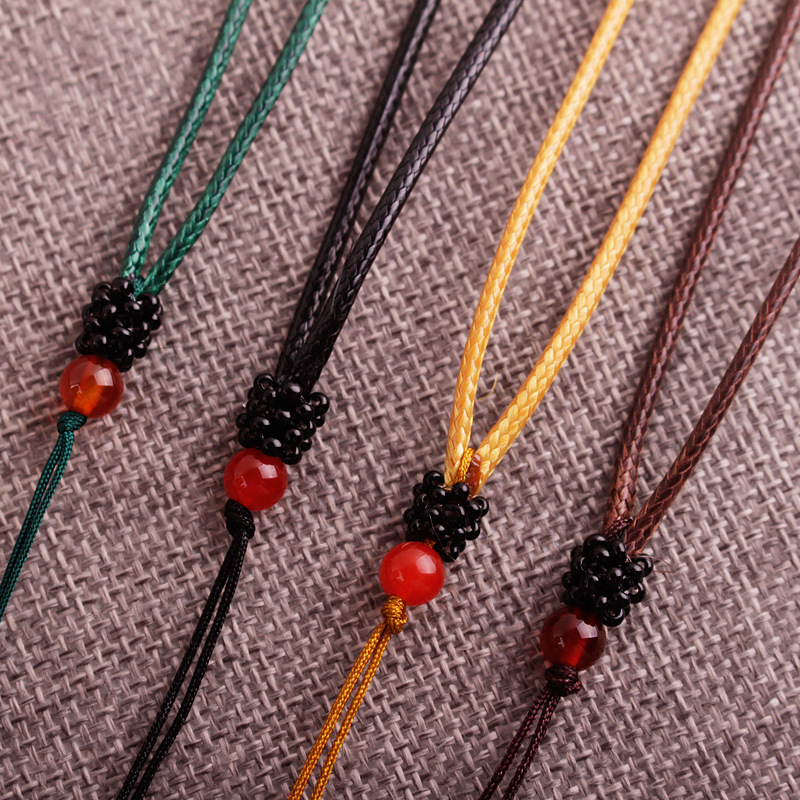 黑棕黄绿蜡线2mm皮绳项链绳高档红珠吊坠挂绳男女款 实在人批发