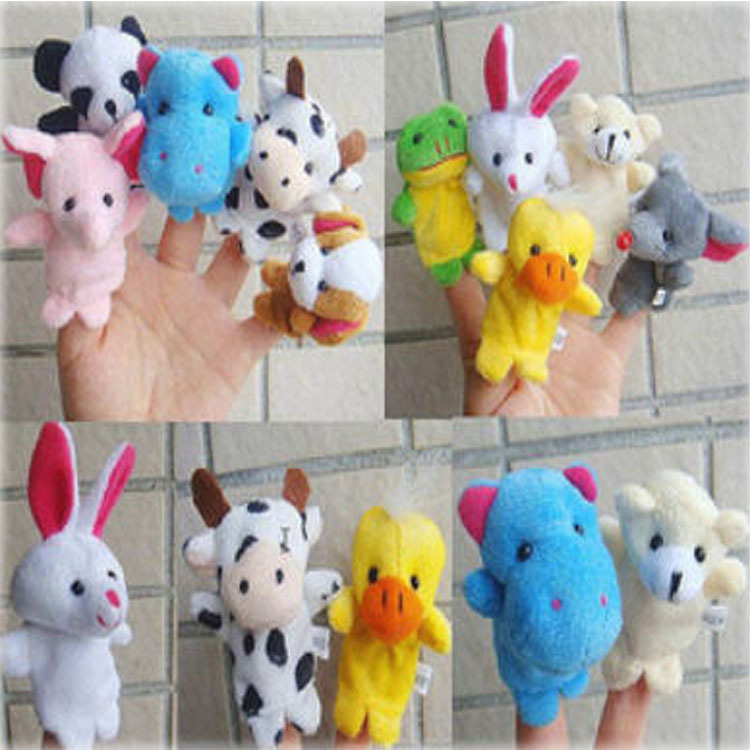 in stock wholesale plush finger doll doll with feet cartoon animal hand puppet plush toys children‘s toys