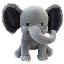 婴儿安抚大象毛绒玩具可爱小象亚马逊同款卷鼻象粉灰蓝黄紫彩色等