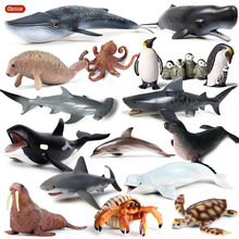 仿真鲨鱼海洋动物模型大白鲨巨齿鲨虎鲨蓝鲸章鱼八爪鱼龙虾玩具