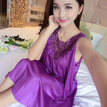 东南亚跨境睡衣女睡裙丝绸性感冰丝裙泰国家居服批发量大优惠