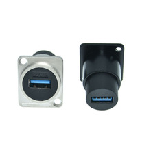 USB2.03.0 HDMI双头母座面板式安装法兰固定转接头方形连接器插座