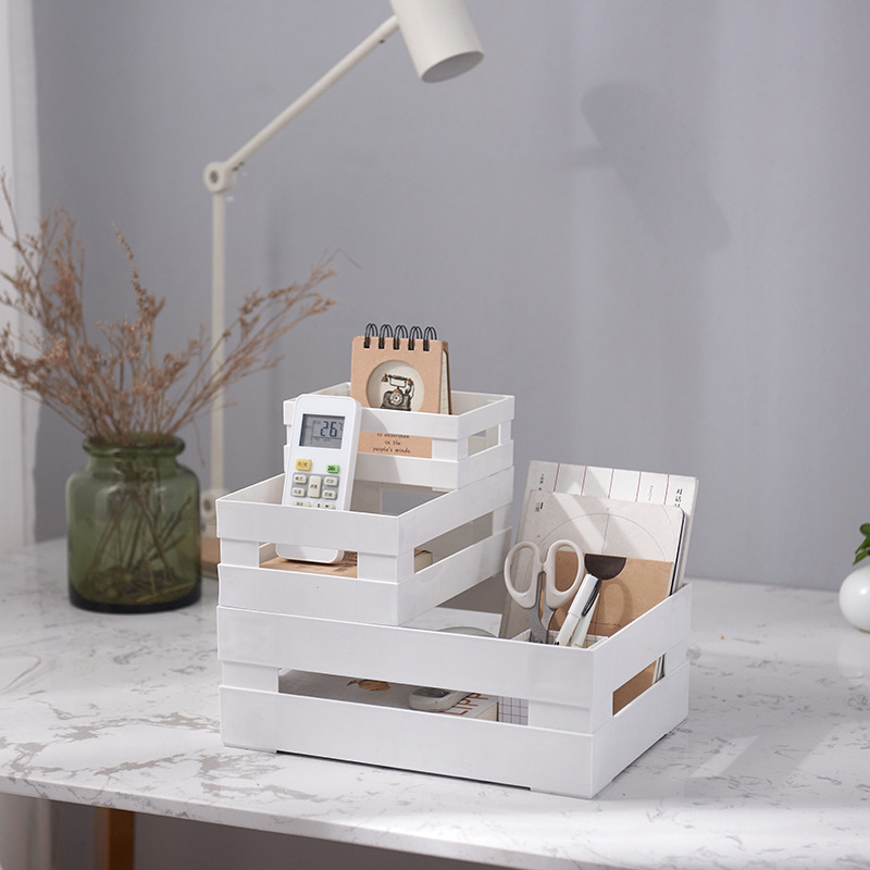 simple desktop storage basket kitchen shelf free overlay abs material zakka style cosmetics storage box