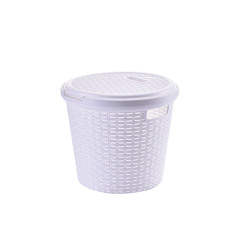 round band cover laundry basket clothes changing basket imitation rattan plastic storage basket storage basket