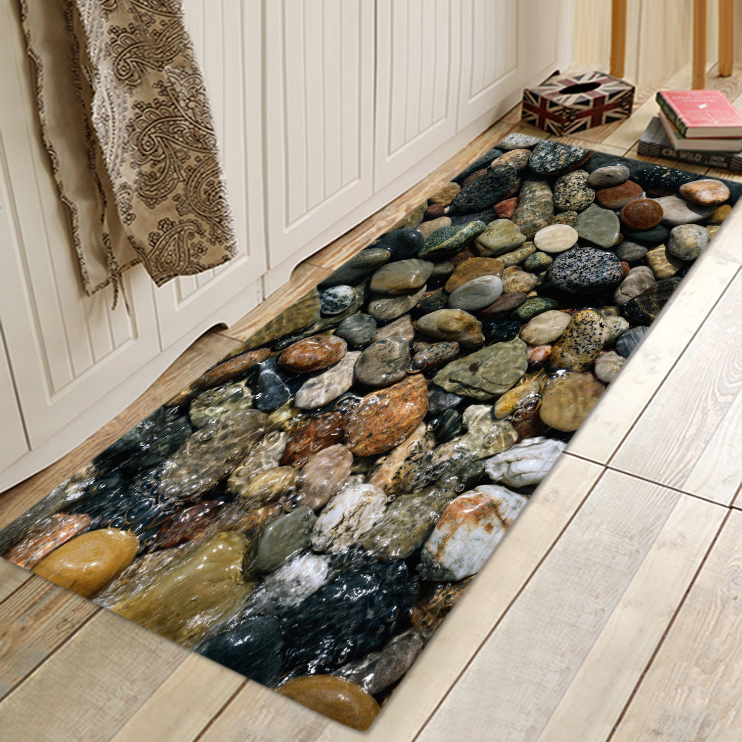 跨境电商热销款水泡石子地垫3d数码印花记忆海绵地垫法兰绒门垫