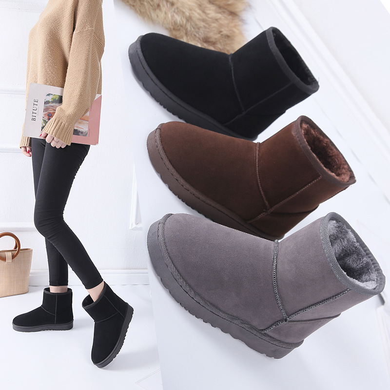 2023 flat heel short 5854 snow boots for women plus size autumn and winter new flat old thickened fleece-lined thermal cotton-padded shoes