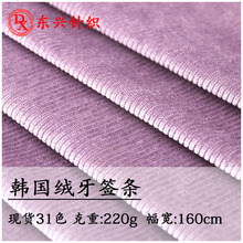 厂家 韩国绒牙签条 条纹金丝绒面料 针织绒布面料 睡衣运动服布料