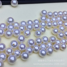 诸暨珍珠现货批发5-13mmAAAA极光颗粒圆珠半孔散珠 淡水养殖珍珠