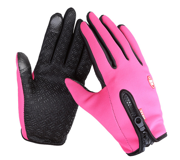 Autumn and Winter Cycling Men's and Women's Fleece Windproof Warm Touch Screen Gloves Outdoor Mountaineering Skiing Cycling Zipper Gloves