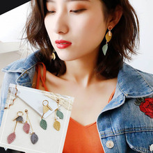 超仙珍珠流苏耳环长款2019新款气质韩国不对称树叶耳钉个性耳饰品