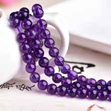 批发天然乌拉圭紫水晶圆珠半成品 深紫水晶散珠 DIY手链项链配珠