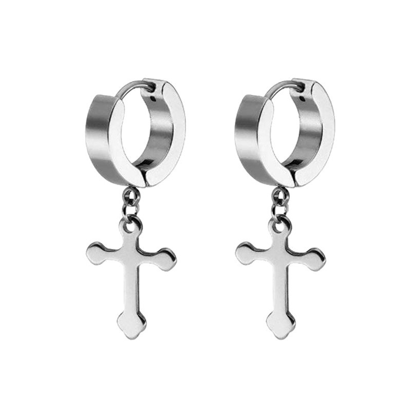 新款十字架耳环不锈钢穿刺饰品耳钉欧美