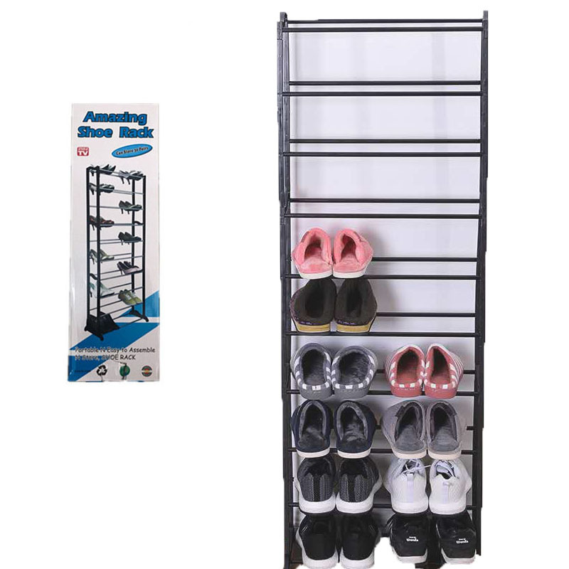 Foreign Trade 10-Layer Shoe Rack Shoe Cabinet Rack Simple Door Rear Shoe Rack Multi-Functional Floor 10-Layer Shoe Rack Iron Pipe Shoe Rack