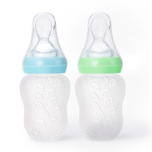 苏维批发宝宝180ML硅胶米糊瓶婴儿挤压式硅胶喂养勺子生产厂家