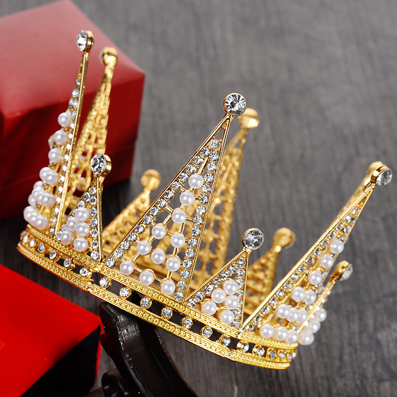 Cake Baking Headdress Children's Birthday Children's Full Circle round Crown Bride Ornament Wedding Pearl Cake Decoration