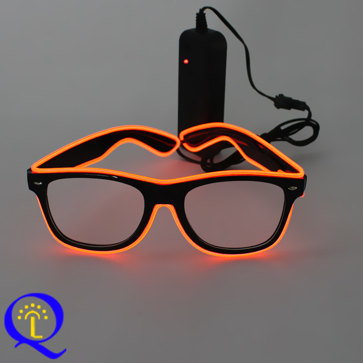 工厂 LED发光眼镜 EL闪光冷光线发光透明镜片舞会眼镜 十色可选