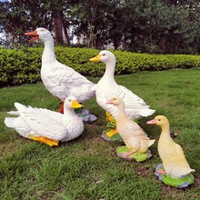 跨境货源仿真鸭子摆件 假山喷泉造景 园艺景观雕塑树脂工艺品模型