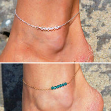 时尚简约女士脚链  透明水晶珠子脚链 夏天沙滩脚饰