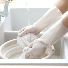 洗碗手套女厨房家务清洁洗衣服薄款防水耐用合成胶白色丁腈手套