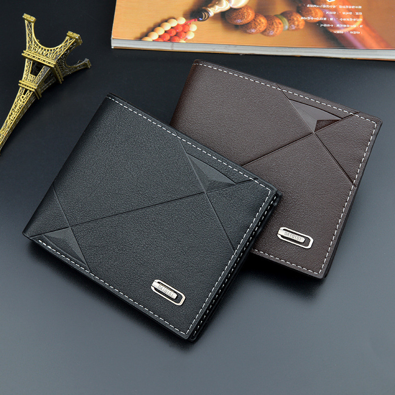 new men‘s wallet men‘s short multiple card slots fashion leisure wallet men‘s youth thin three-fold horizontal soft leather wallet