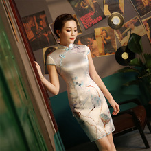 厂家直销2021新款中国风女装真丝旗袍长款礼服日常改良旗袍连衣裙