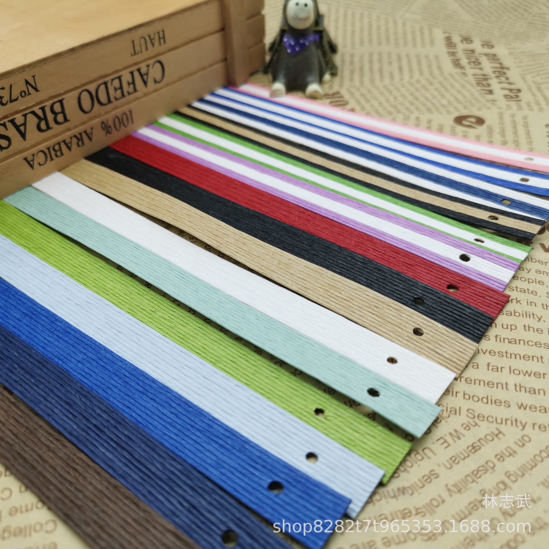 厂家直销牛皮纸绳带铆钉打孔十股纸排绳环保礼品袋手提绳