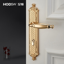 全铜静音实木门锁真金电镀全铜室内经典款通用门锁开关门把手锁