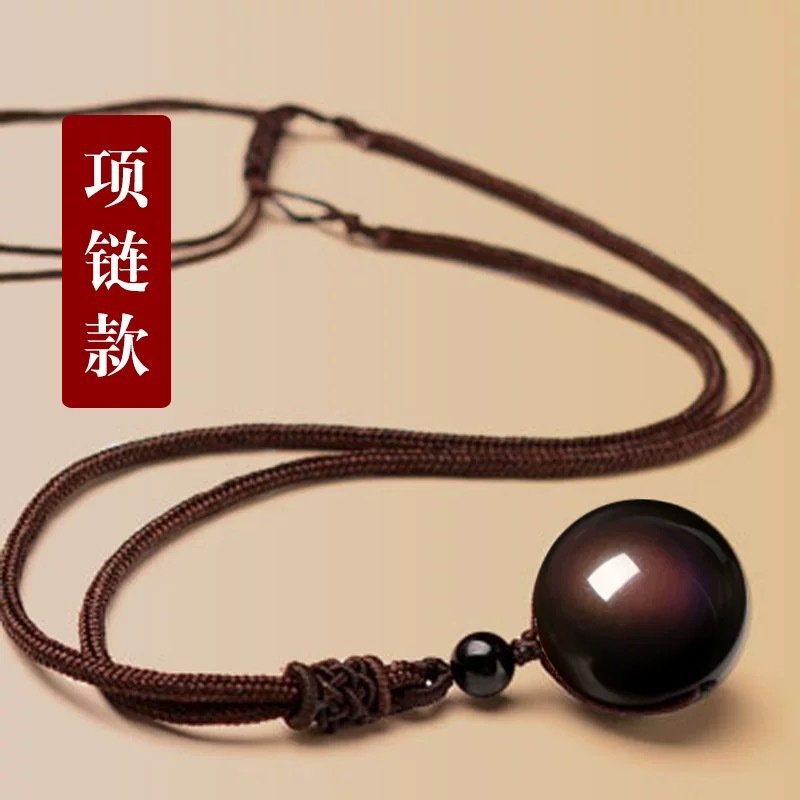 Natural Obsidian Pendant Natural Double Rainbow Eye Beads Buddha Beads Pendant Neck Accessories Jewelry Gift Wholesale