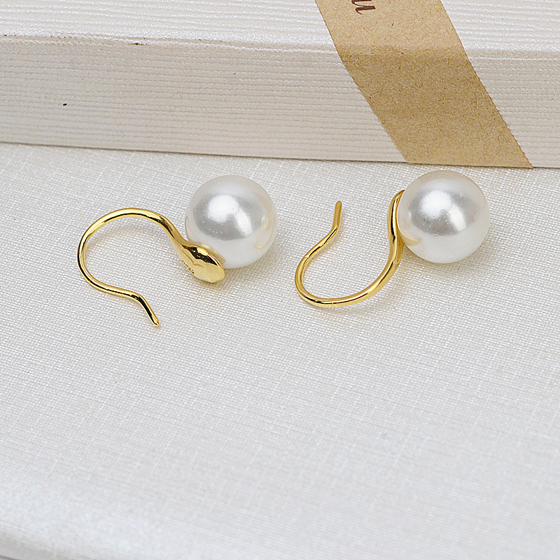 Fashion S925 Silver High Heels Spoon Ear Hook Earrings Pearl Earrings Accessories Ear Hook Eardrop Frame DIY Eardrop Frame 1249