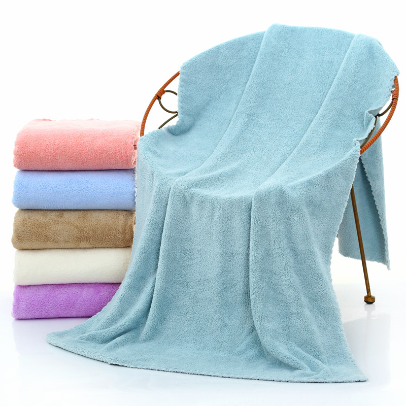 70 * 140cm Bath Towel Coral Velvet Beach Beauty Towel Logo Gift Adult Absorbent Thickened Cross-Border New Bath Towel