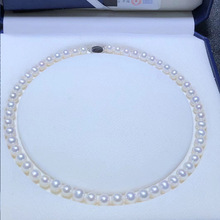 8-9mm近圆强光几乎无瑕白色淡水珍珠项链 送妈妈婆婆礼物正品女