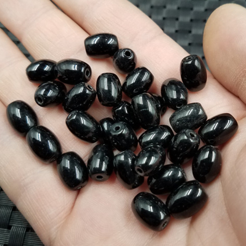 玉龙玉器仿黑曜石米珠散珠黑色玻璃珠珠手链项链门帘编织珠链