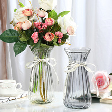 欧式创意水培透明彩色束腰玻璃花瓶百合玫瑰鲜花干花ins摆件批发