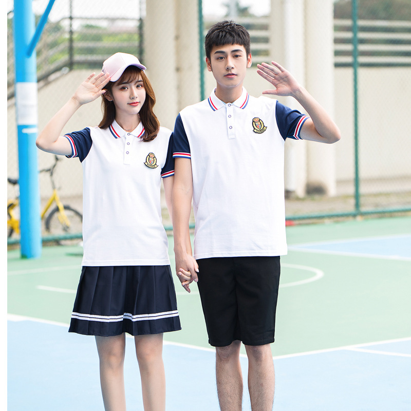 高校学生摄影班服校服毕业季拍照服装中小学polo衫百褶裙英伦风服