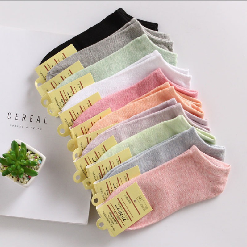 adult colored cotton women‘s boat socks candy women‘s socks solid color casual women‘s cotton socks low-cut socks one-piece delivery
