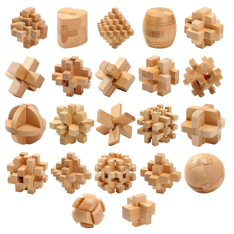 classical adult educational children‘s toys beech interlocked disassembly student burr puzzle creative assembly traditional unlock