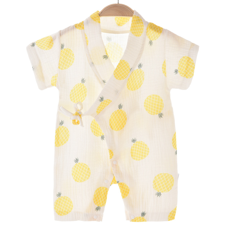 Baby Jumpsuit Summer Gauze Short-Sleeved Romper Internet Celebrity Hanfu Baby Cotton Thin Pajamas One-Piece Delivery Baby Clothes