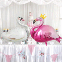 皇冠火烈鸟婚礼白天鹅气球装饰铝箔气球签到台气球迎宾台装饰气球