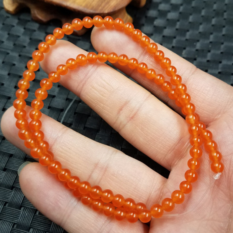 玉龙玉器优化黄龙玉圆珠散珠橘色石英岩玉散珠手链项链编织珠