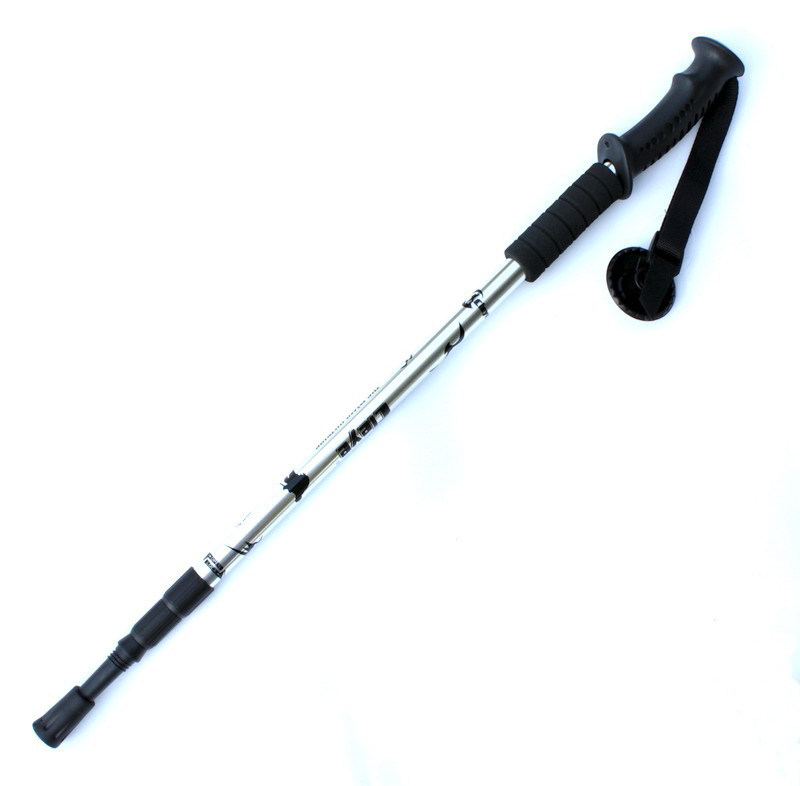 Cleye Aluminum Alloy Three-Section Shock Absorber T Handle Straight Handle Alpenstock Crutch Walking Stick Outdoor Products Factory Sales