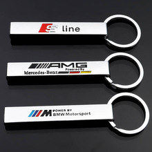 跨境双面M三色运动标奔驰AMG奥迪Sline汽车车标金属钥匙扣圈挂件