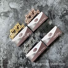 2018金属色连体HappyBirthday字母蜡烛盒装、金银玫瑰金粉红黑色.