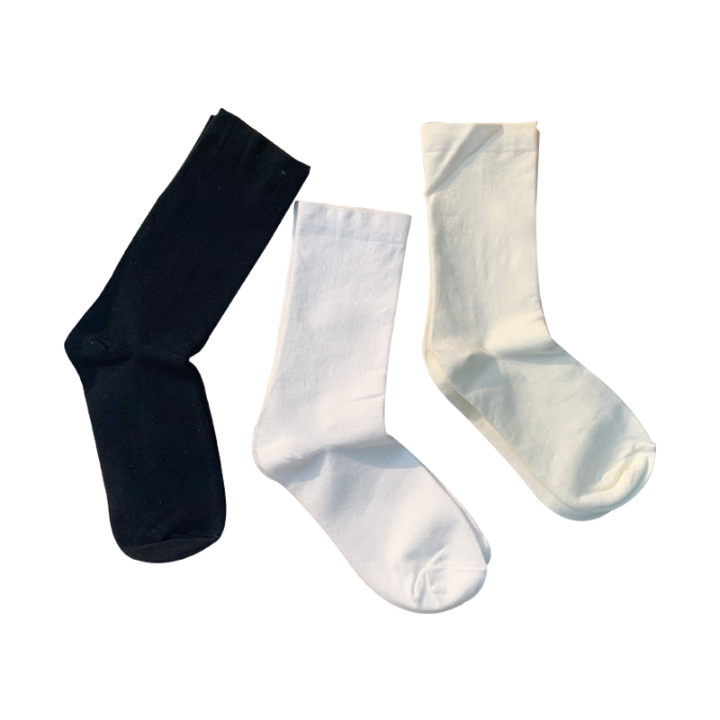 Cream White Bunching Socks Women's Mid-Calf Ins Trendy Spring and Autumn Seamless Socks Black Summer Thin Confinement Long Socks