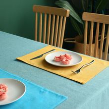 清缦纯色餐垫多用垫家居百搭餐厅桌垫涤麻西餐垫耐用简约