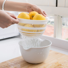 日式双层沥水篮洗菜盆客厅水果盘家用小号塑料菜篮子洗菜篮