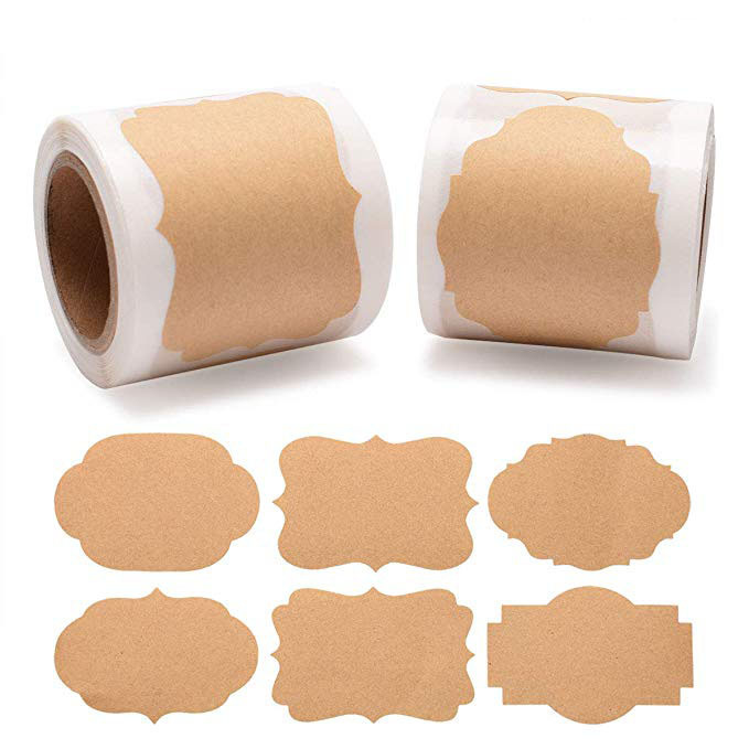 Roll Adhesive DIY Stickers Baking Packaging Stickers Labels 300 Pcs/Roll Kraft Paper Sticker Label